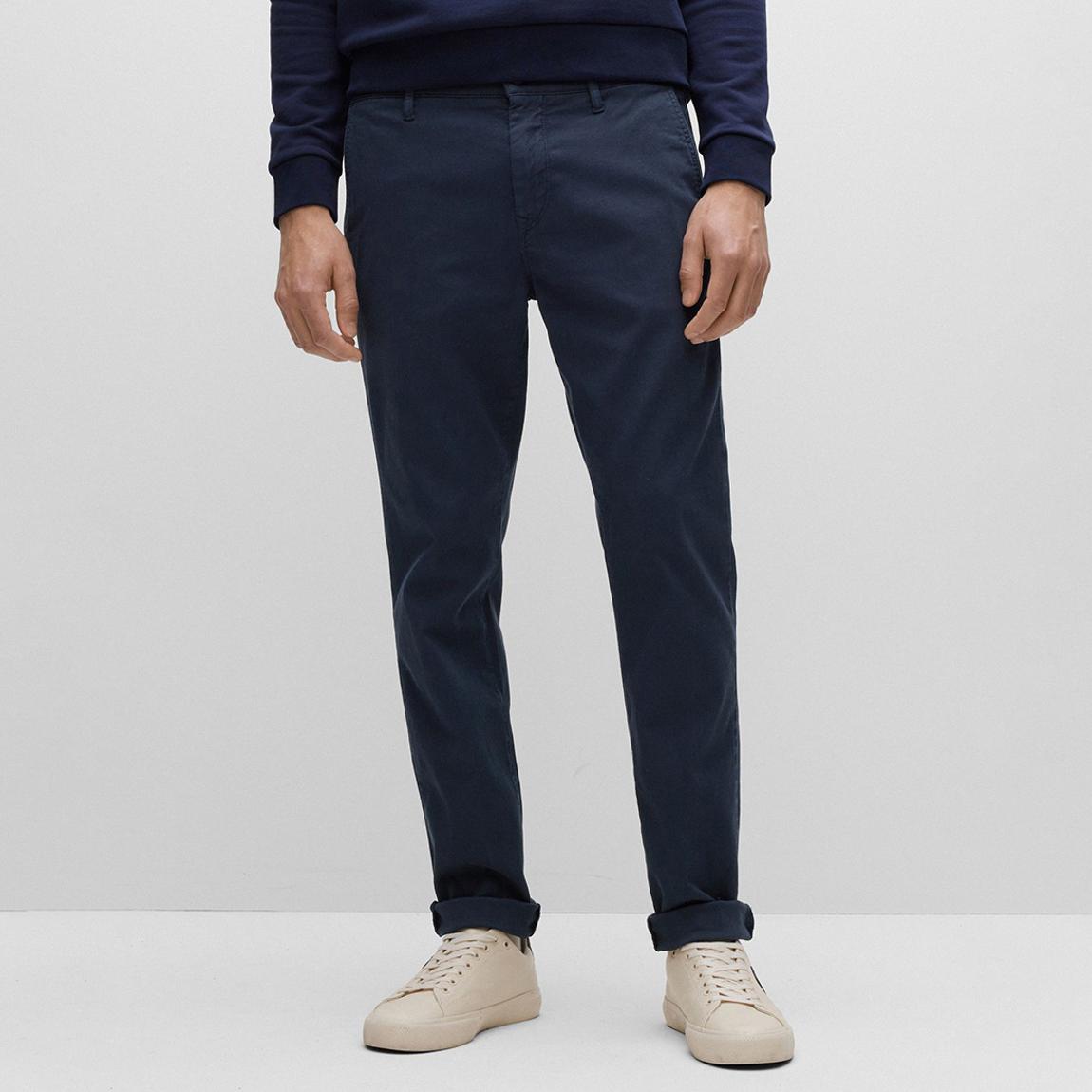 Dark Blue Schino Stretch Cotton Blend Trousers main product photo