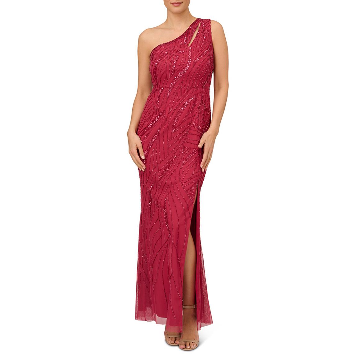 Dusty Red Beaded One Shoulder Dress main product photo
