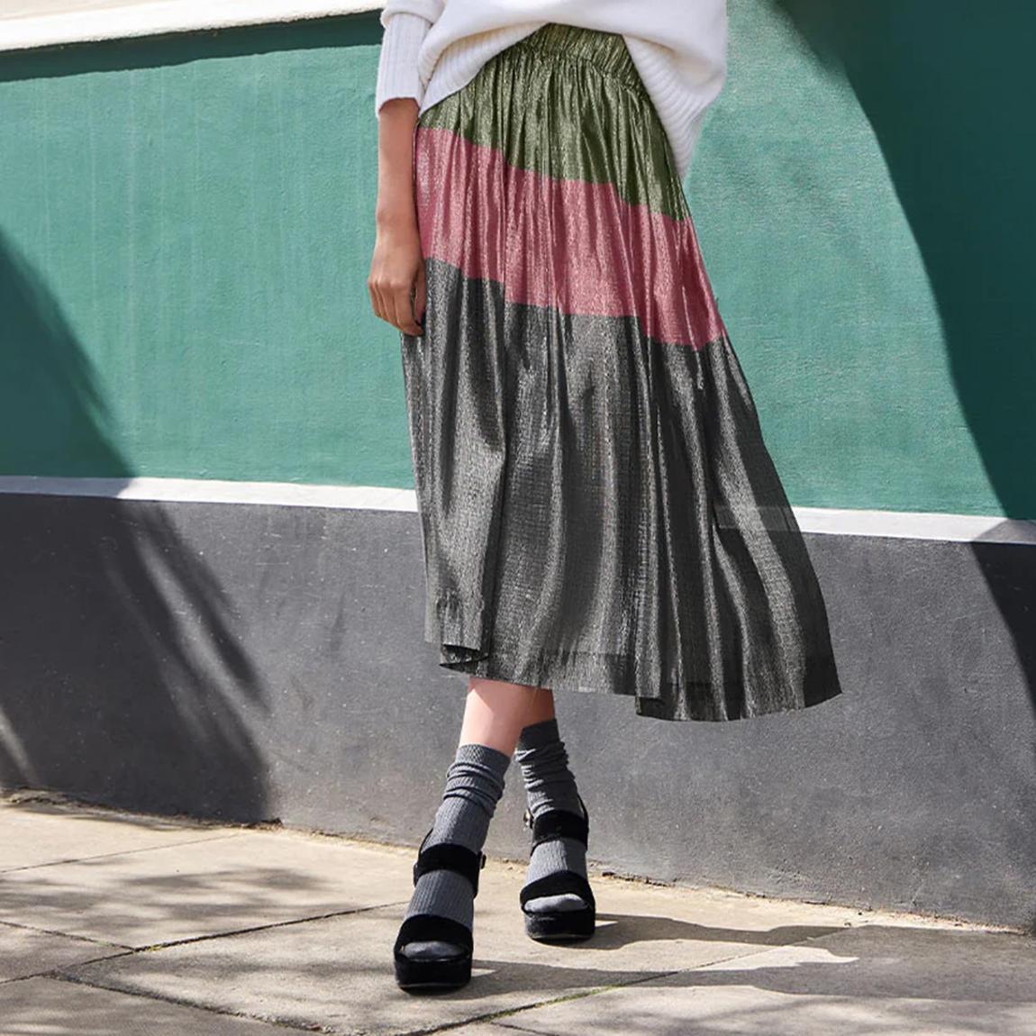 Multi Patsy Silk Blend Lame Skirt main product photo