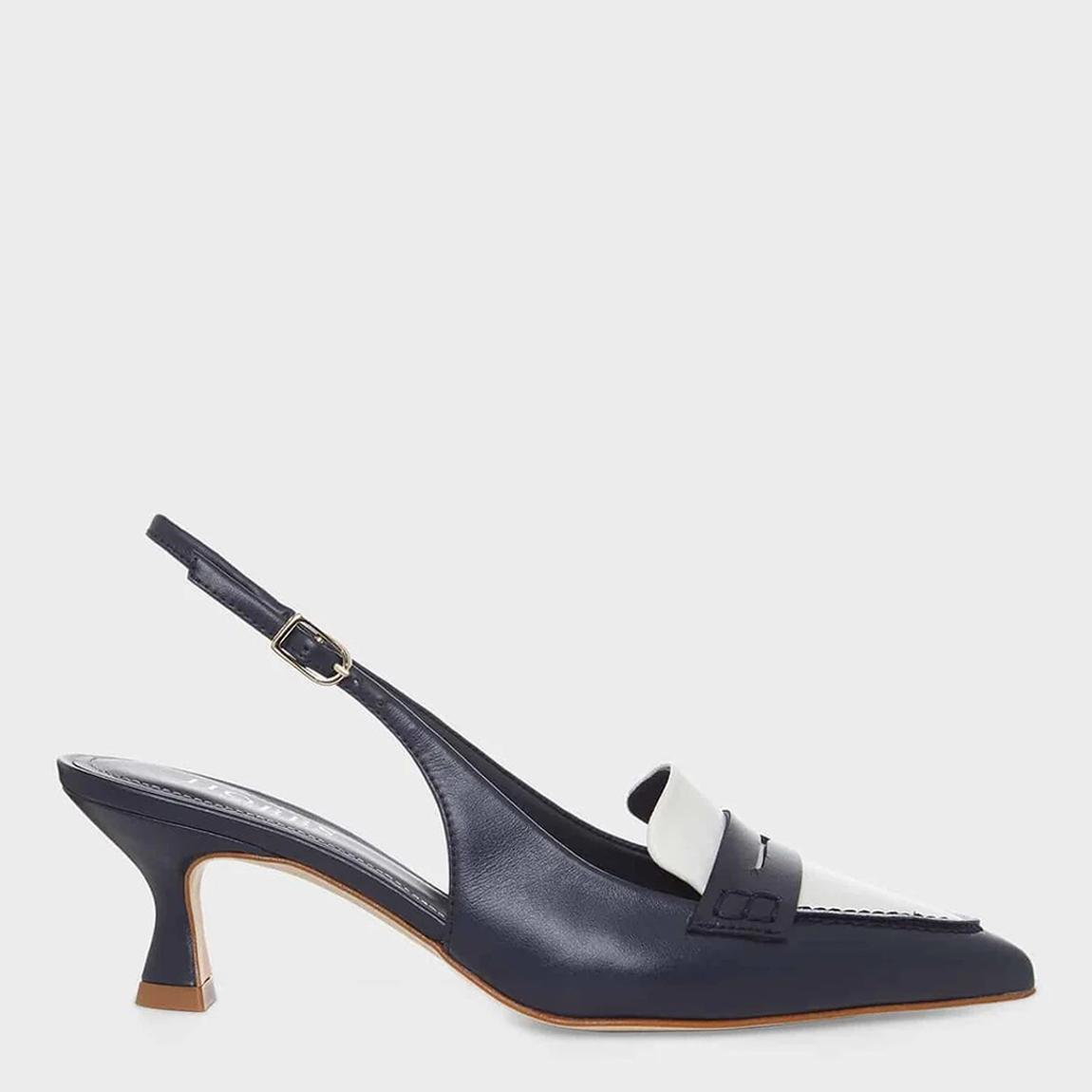 Navy Mischa Sling Back Leather Heels main product photo