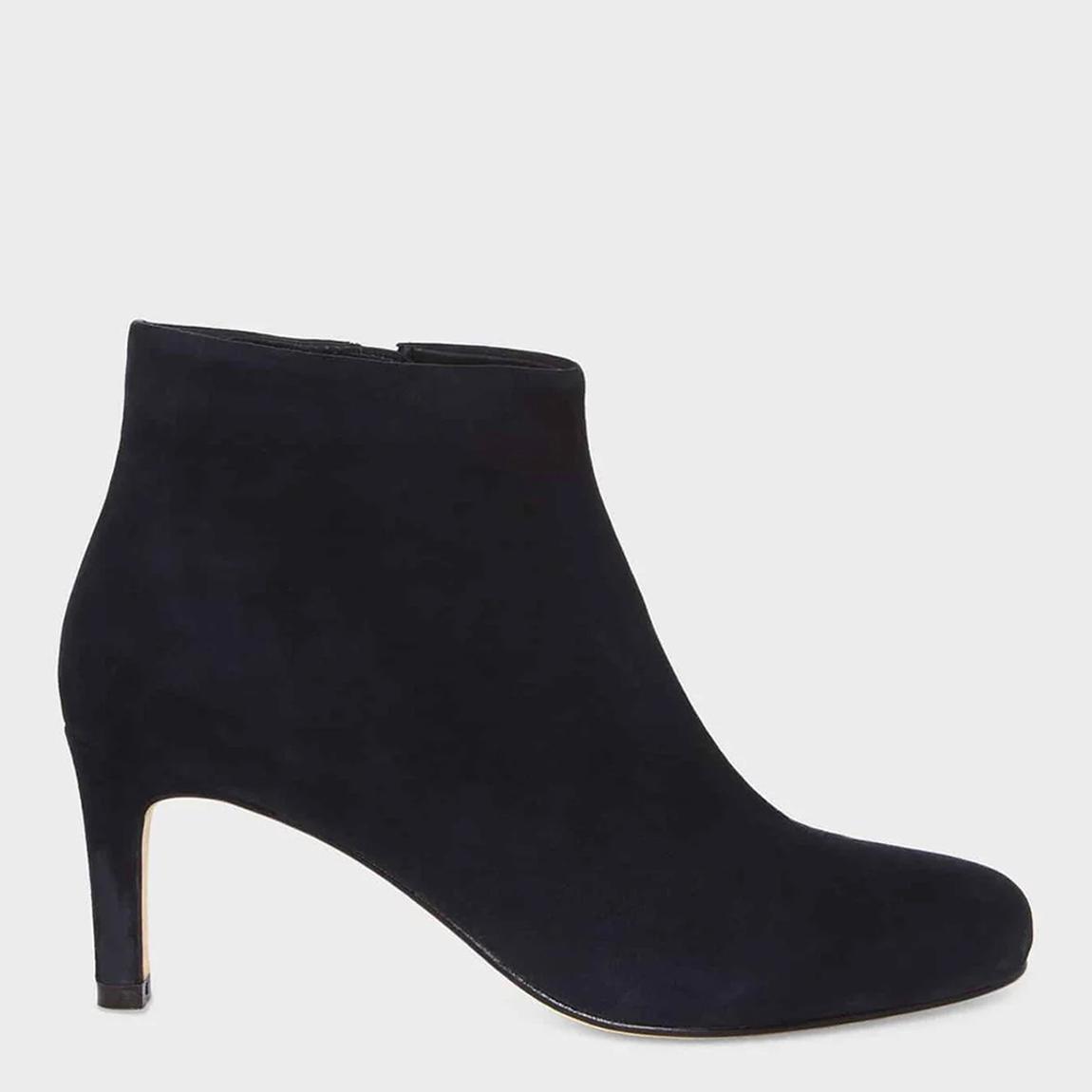 Navy Lizzie Heeled Leather Boots main product photo