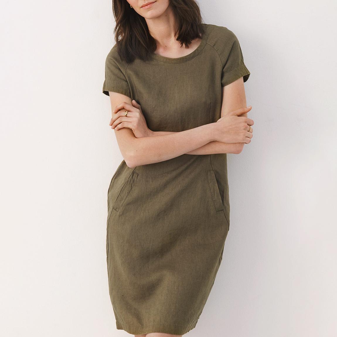 Khaki Aundreas Linen Dress main product photo