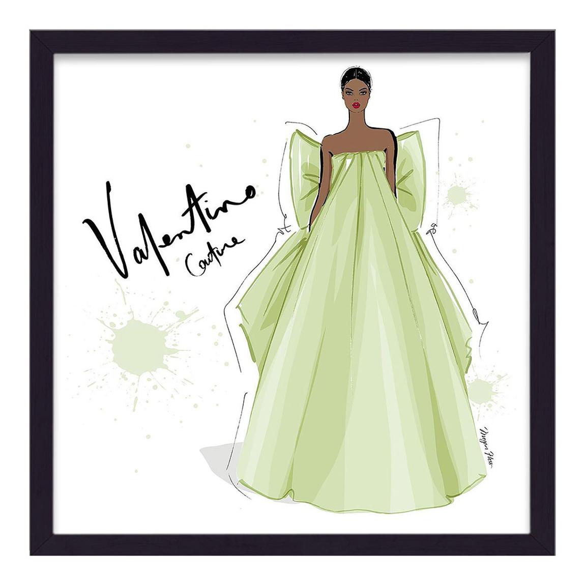 Valentino Couture Green Bowed Gown Framed Print main product photo
