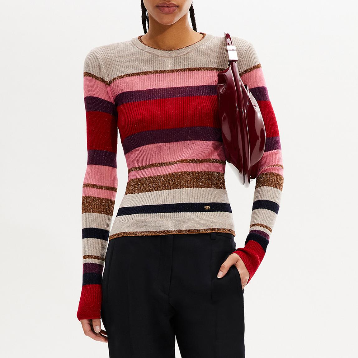 Multi Stripe Knitted Wool Blend Top main product photo