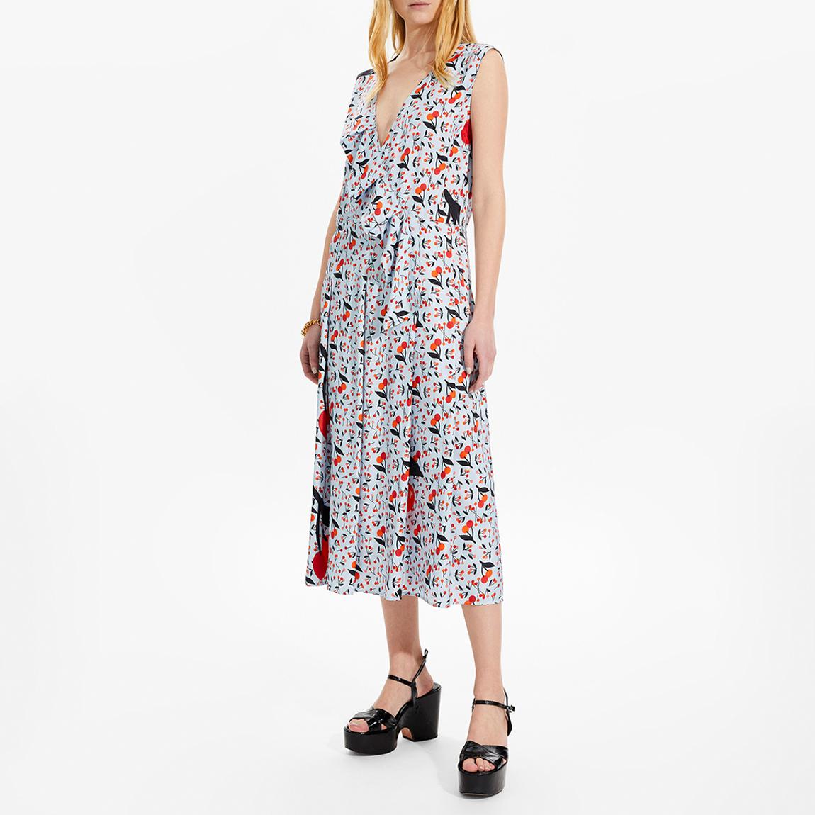 Baby Blue Mid Twill Silk Blend Midi Dress main product photo