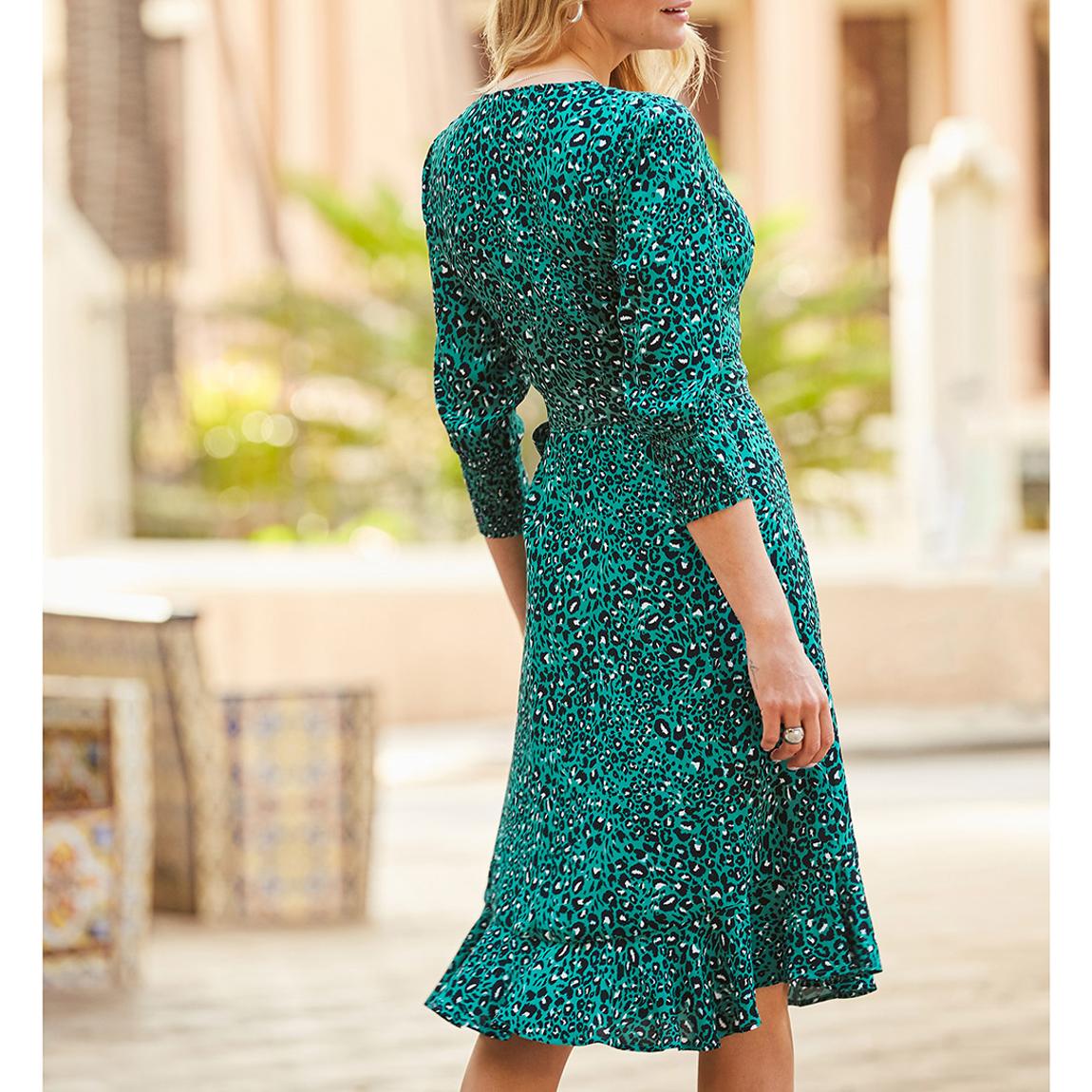 green leopard midi dress Leopard Print V-Neck Midi Dress Dusty Blue / L main image 1
