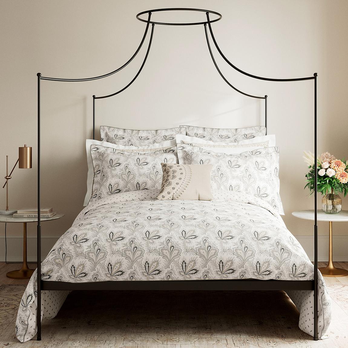Aarya King Duvet Cover, Ivory & Slate main product photo
