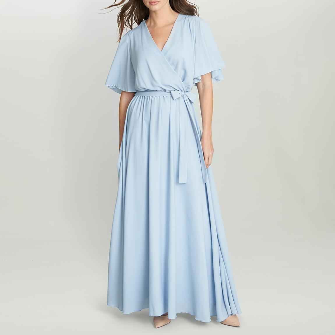 Pale Blue Crissy Cape Sleeve Maxi Dress main product photo