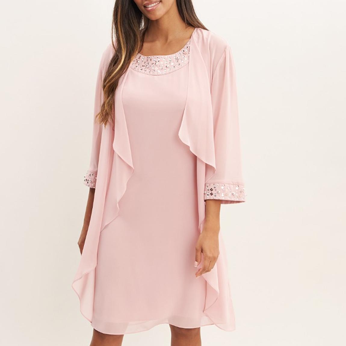 Pale Pink Joseline Short Chiffon Jacket Dress main product photo
