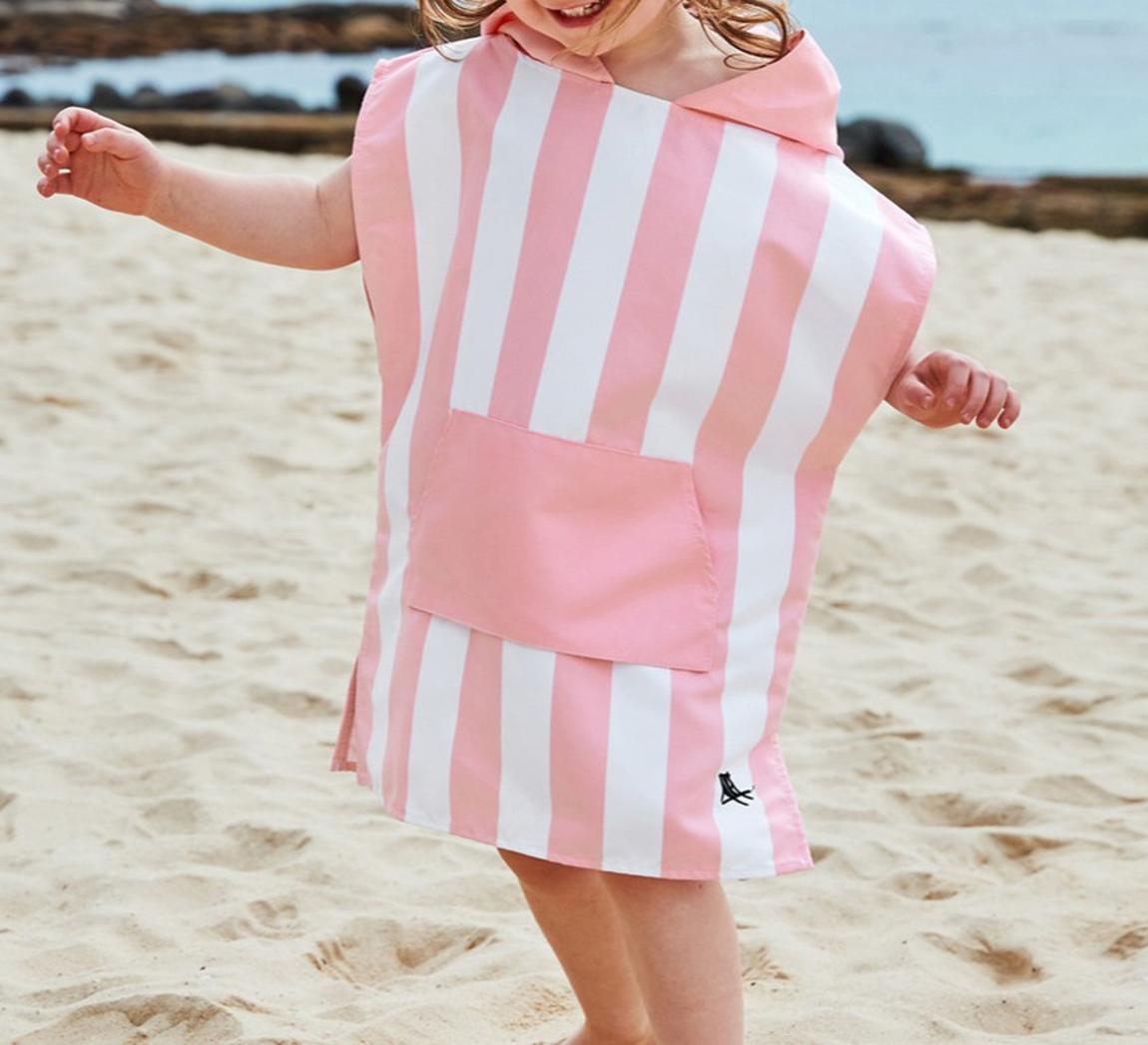 Kids Beach Poncho, Extra Small, Malibu Pink main product photo