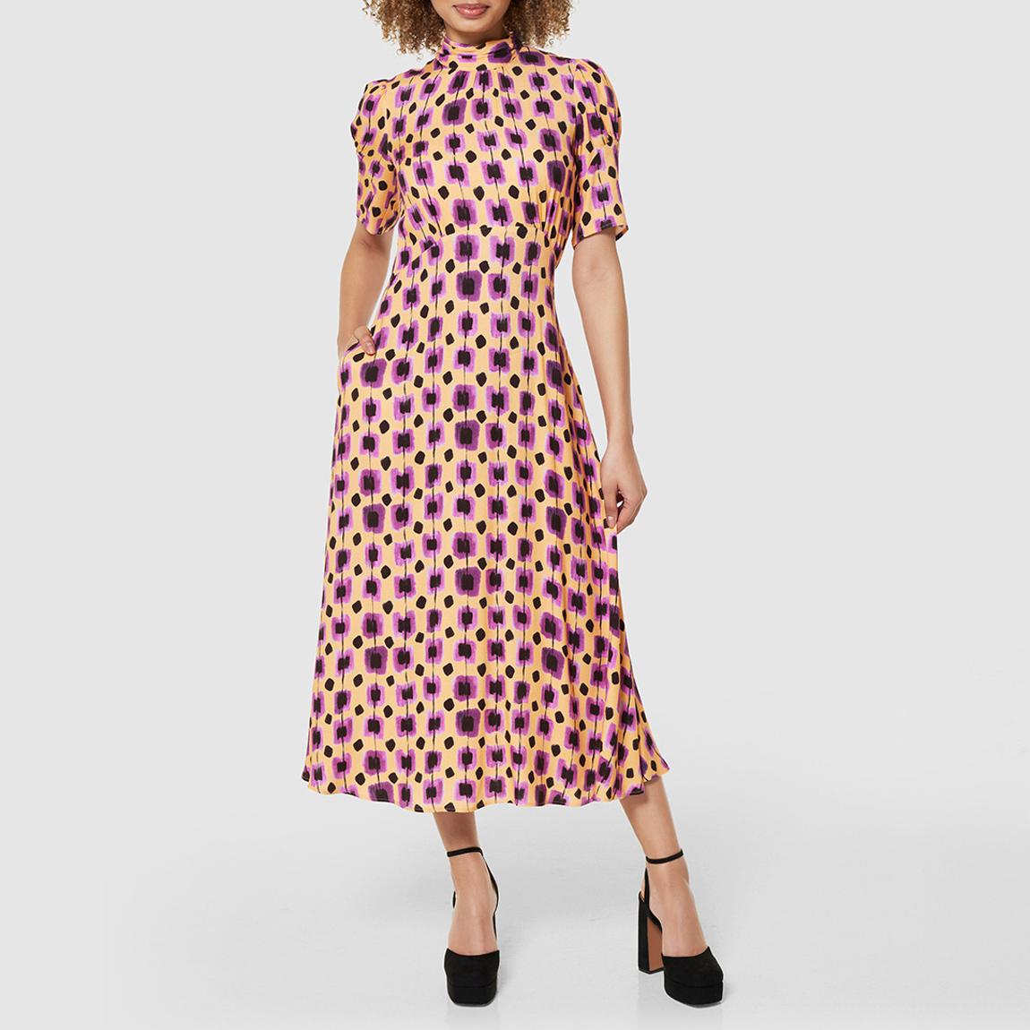 Orange Multi Tie Back Print Midi Dress main product photo