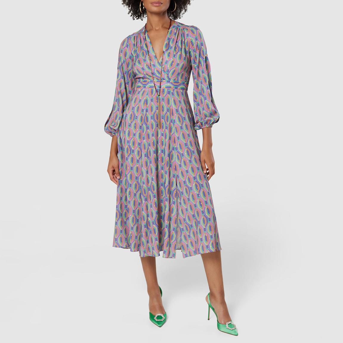 Purple/Multi full Skirt Wrap Midi dress main product photo