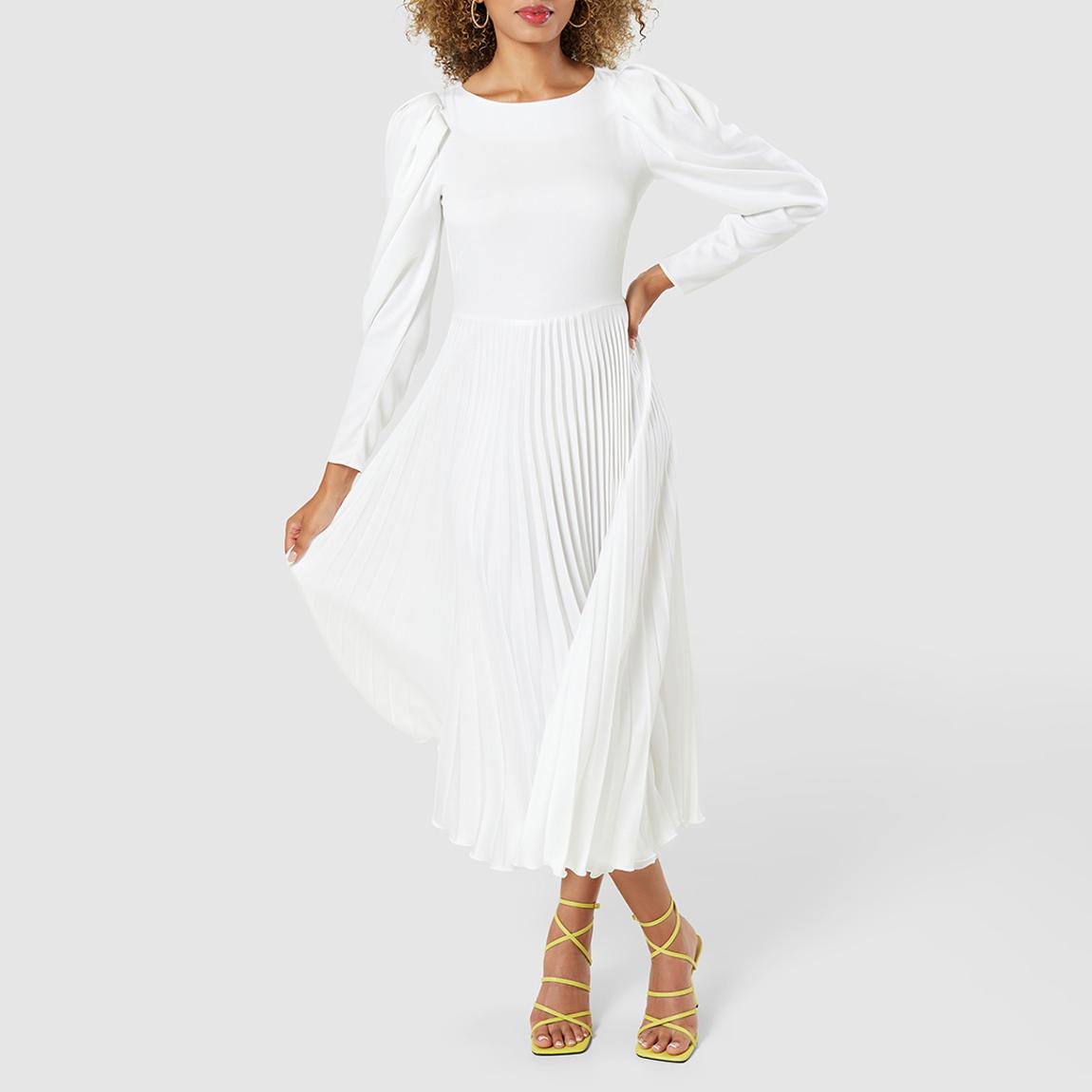 White Pleated Midi Dress main product photo