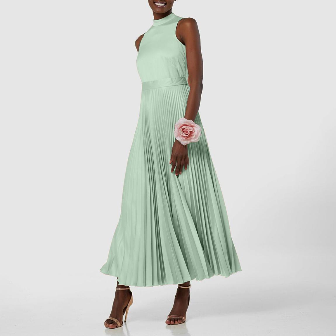 Mint Pleated Skirt Midi Dress main product photo