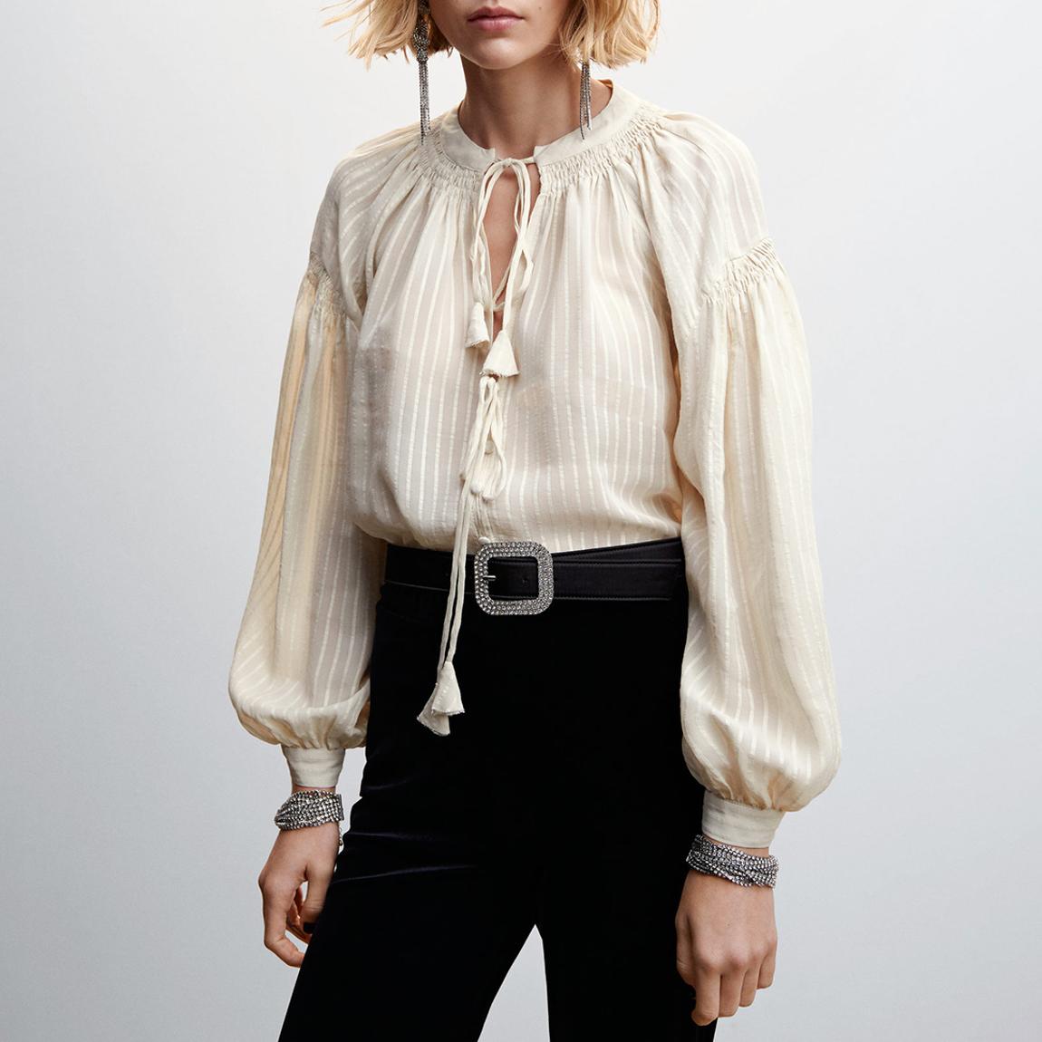 Ecru Boho Tassle Blouse main product photo