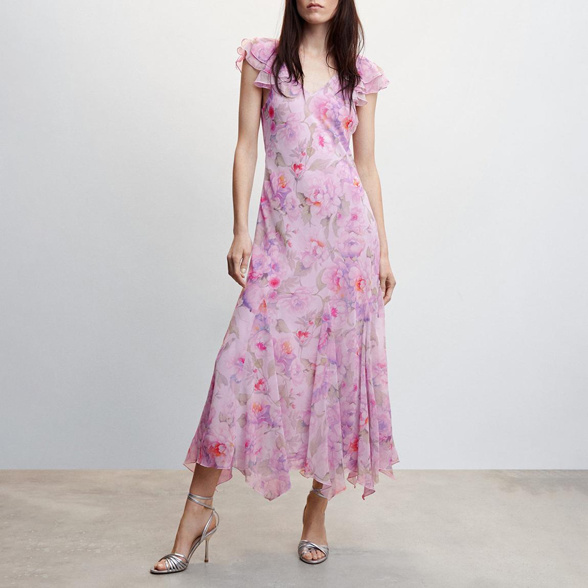 Pastel Pink Floral Ruffled Dress main product photo