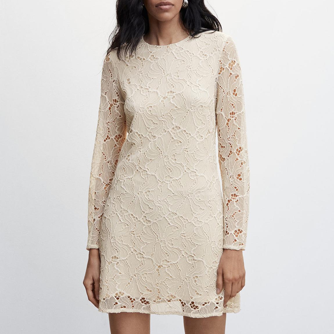 Mango Ecru Lace Short Dress - BrandAlley Mango Ecru Lace Short Dress - BrandAlley