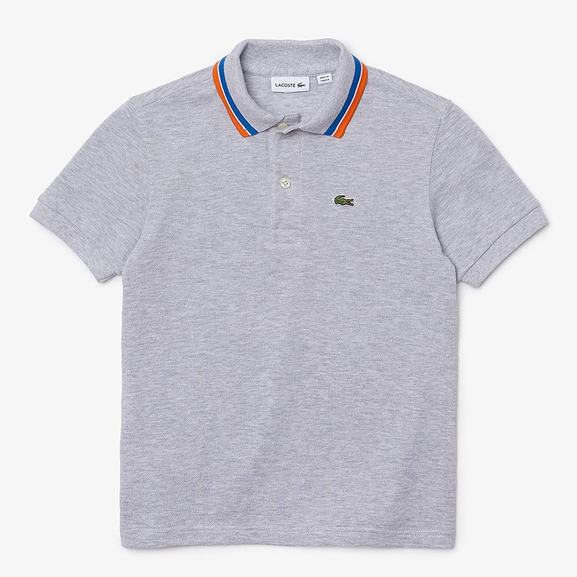 Teen Boy's Grey Contrast Collar Short Sleeve Polo Shirt main product photo