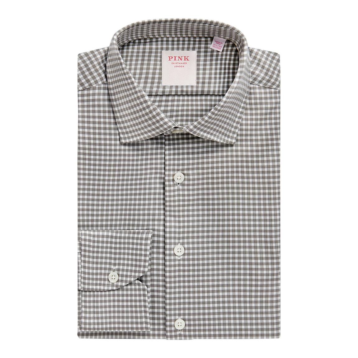 Grey Journey Twill Check Tailored Fit Cotton Shirt main product photo