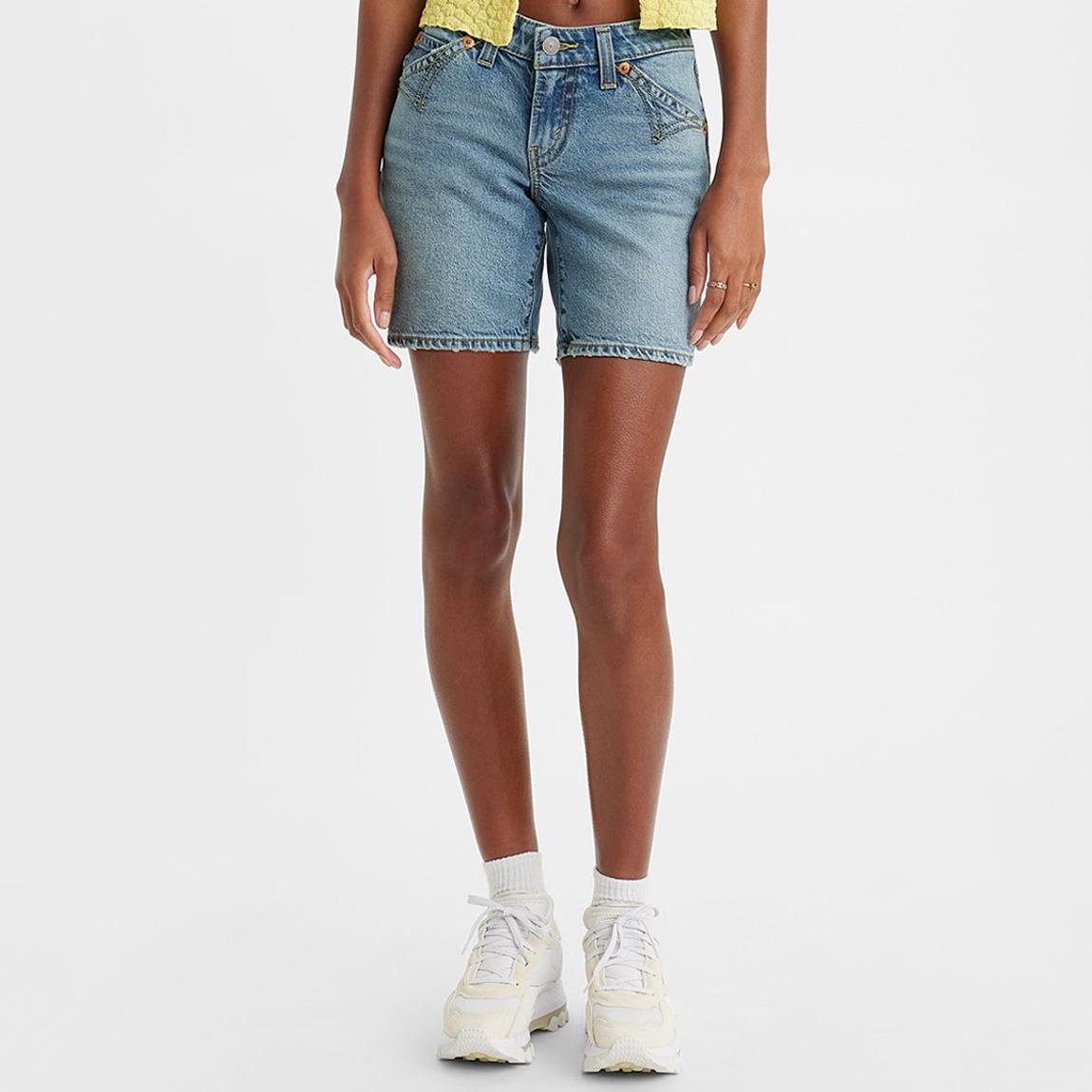 Mid Blue Noughties Stretch Denim Shorts main product photo