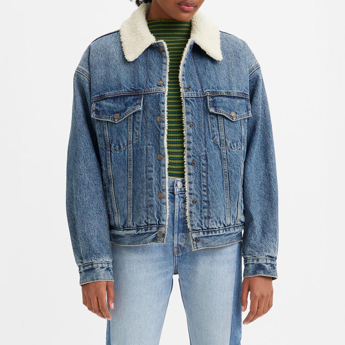 Blue 90S Sherpa Trucker Denim Jacket main product photo