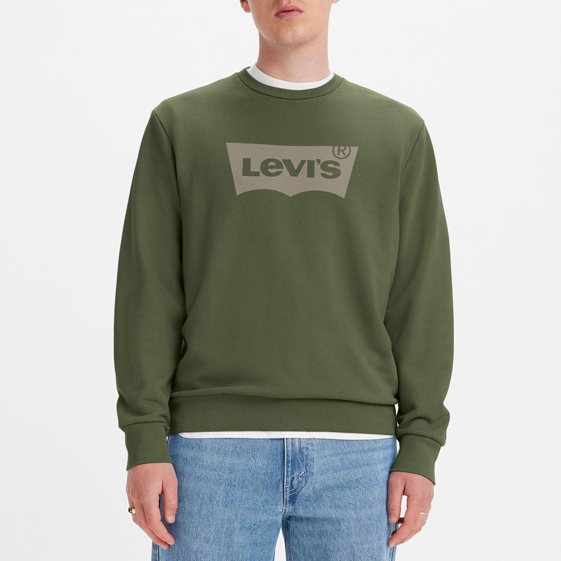 Dark Green Crew Cotton Blend Sweatshirt main product photo