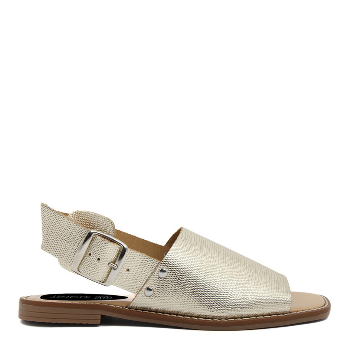 Platinum Leather Open Toe Flat Sandals main product photo