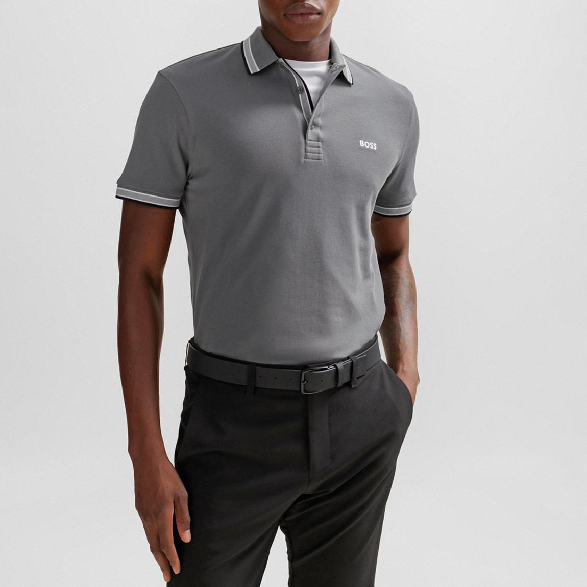 Grey Cotton Polo Shirt main product photo