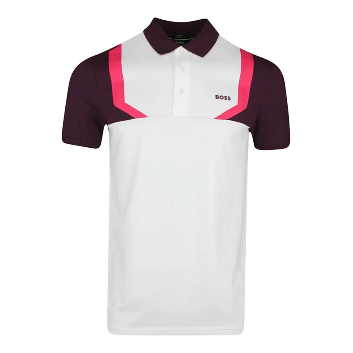 White/Burgundy Cotton Blend Polo Shirt main product photo