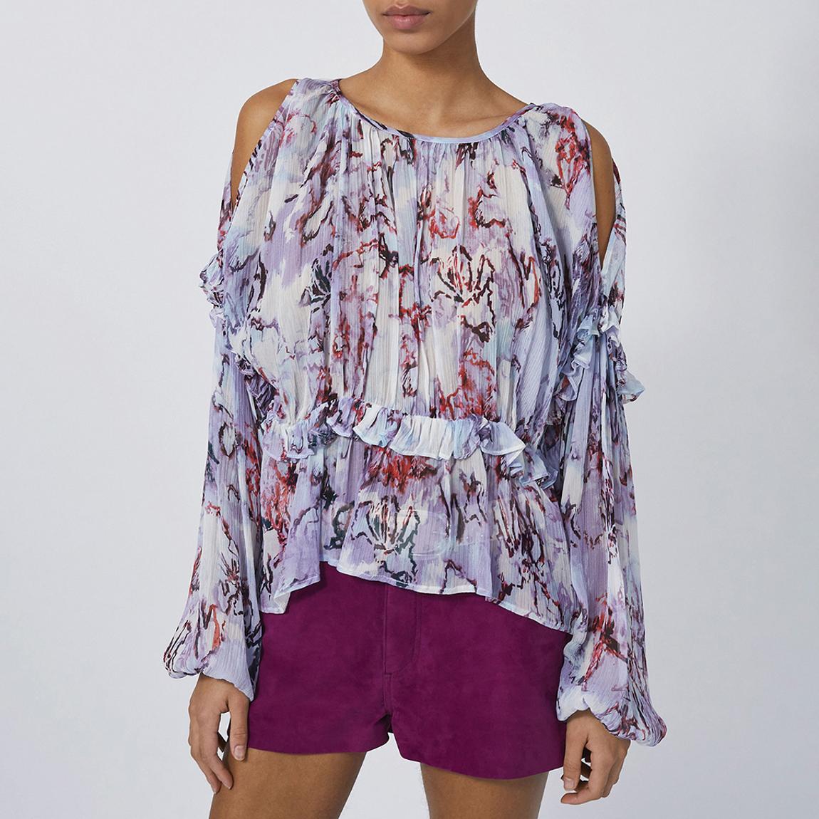 Purple Floral Long Sleeve Blouse main product photo