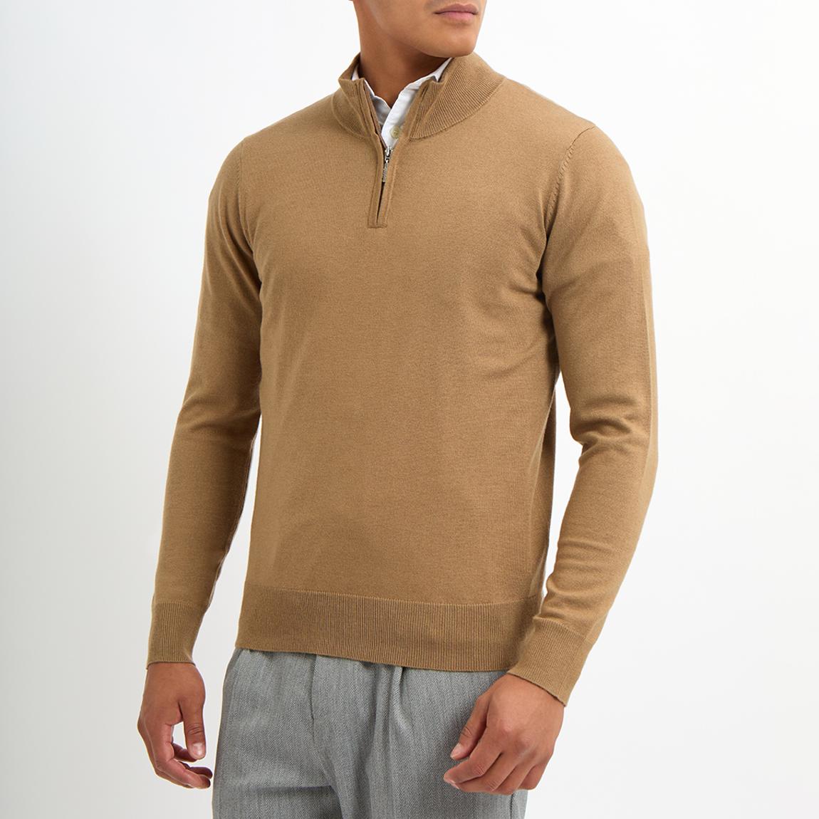 Sand Quarter Zip Cashmere Blend Jumper main product photo