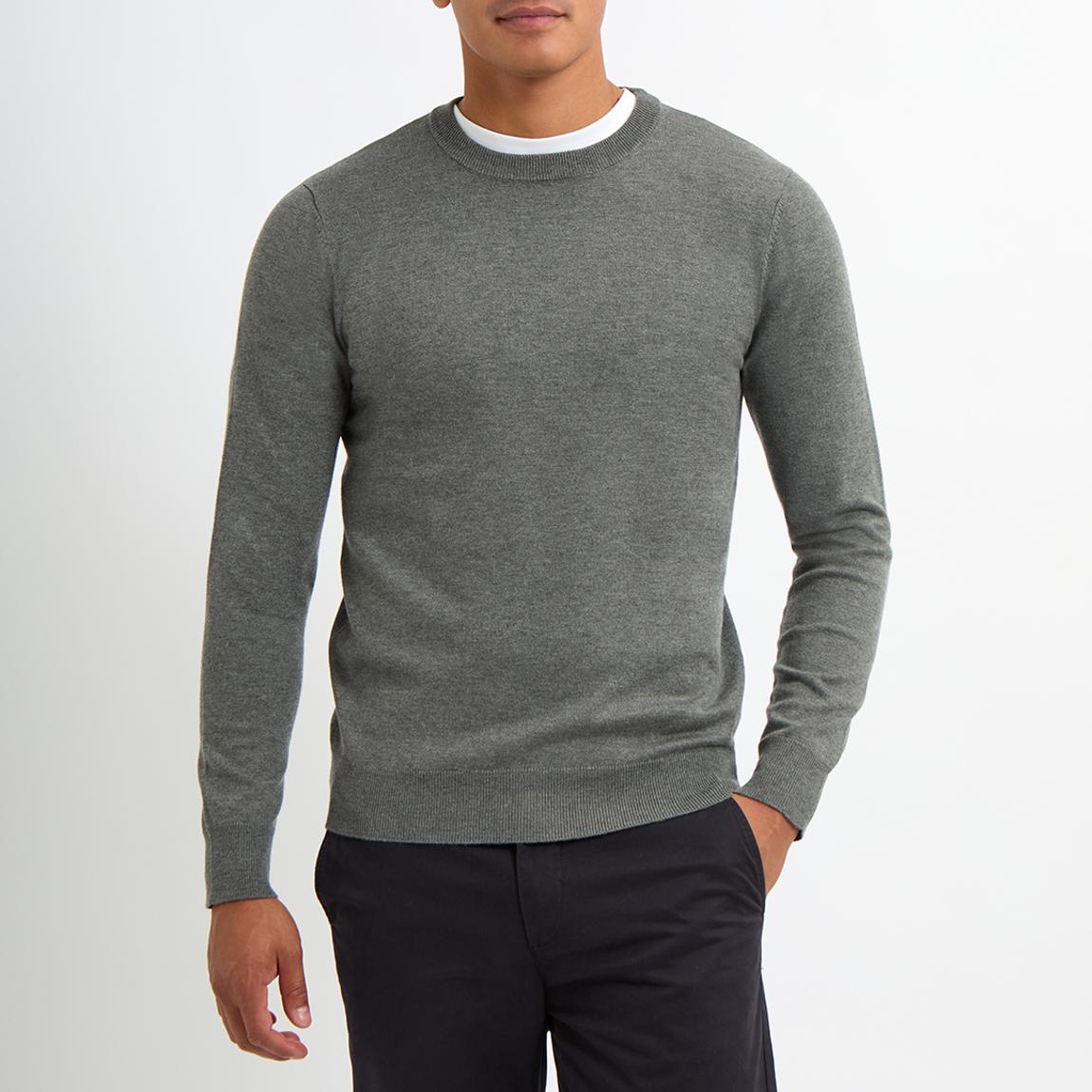 Grey Crew Neck Cashmere Blend Jumper main product photo