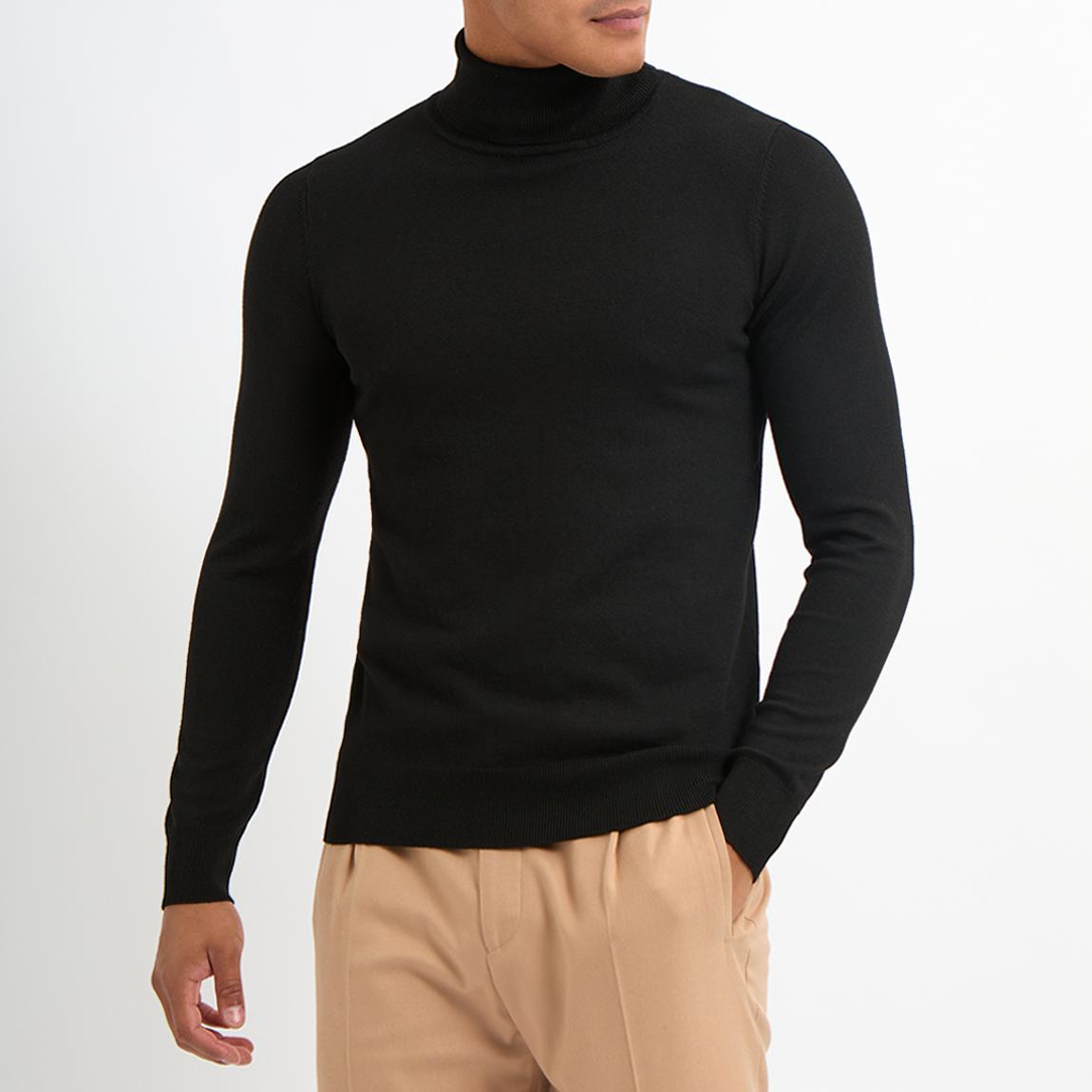 Black Cashmere Blend Roll Neck Jumper main product photo