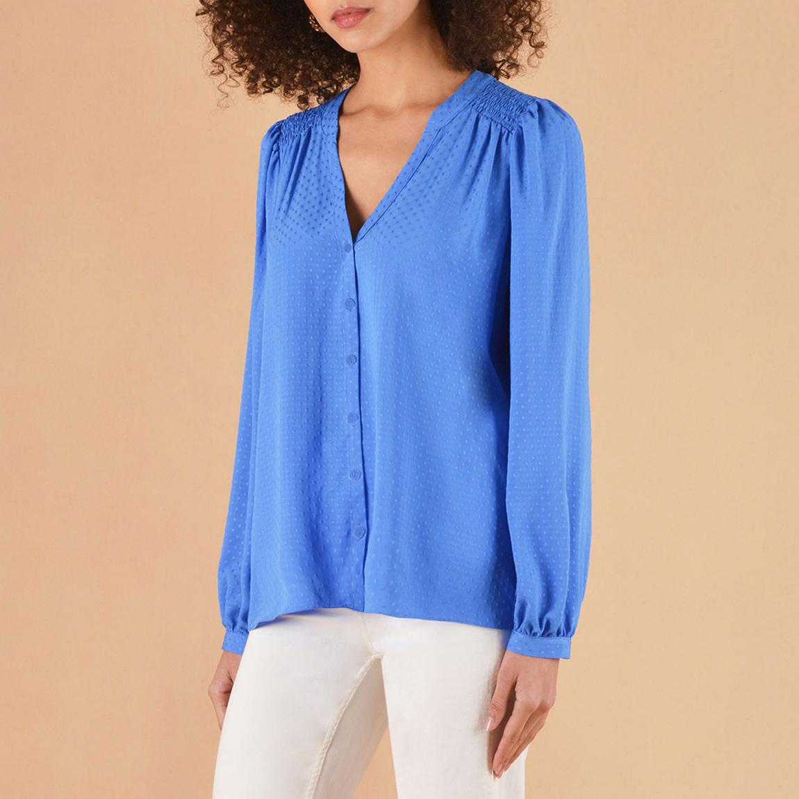 Blue Shirred Detail Blouse main product photo