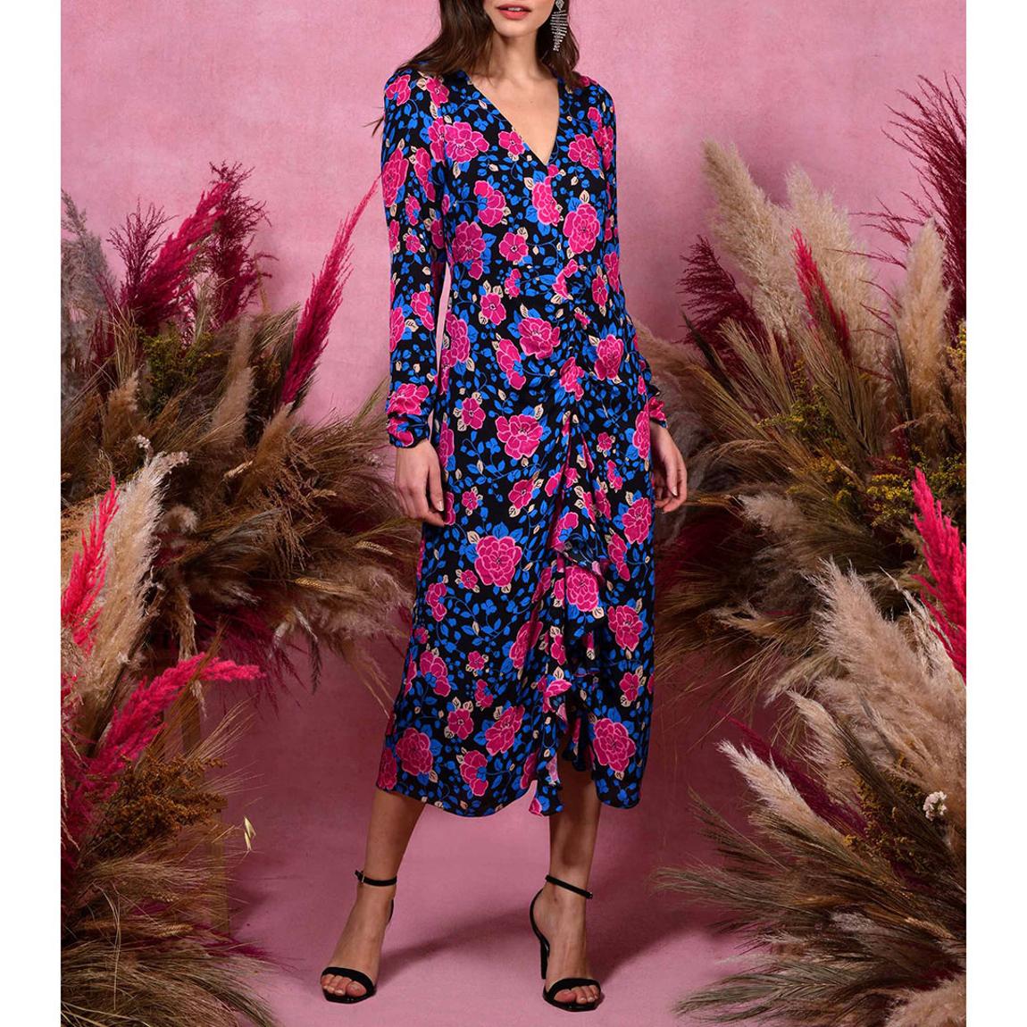 Midnight Floral Ruffle Front Dress main product photo
