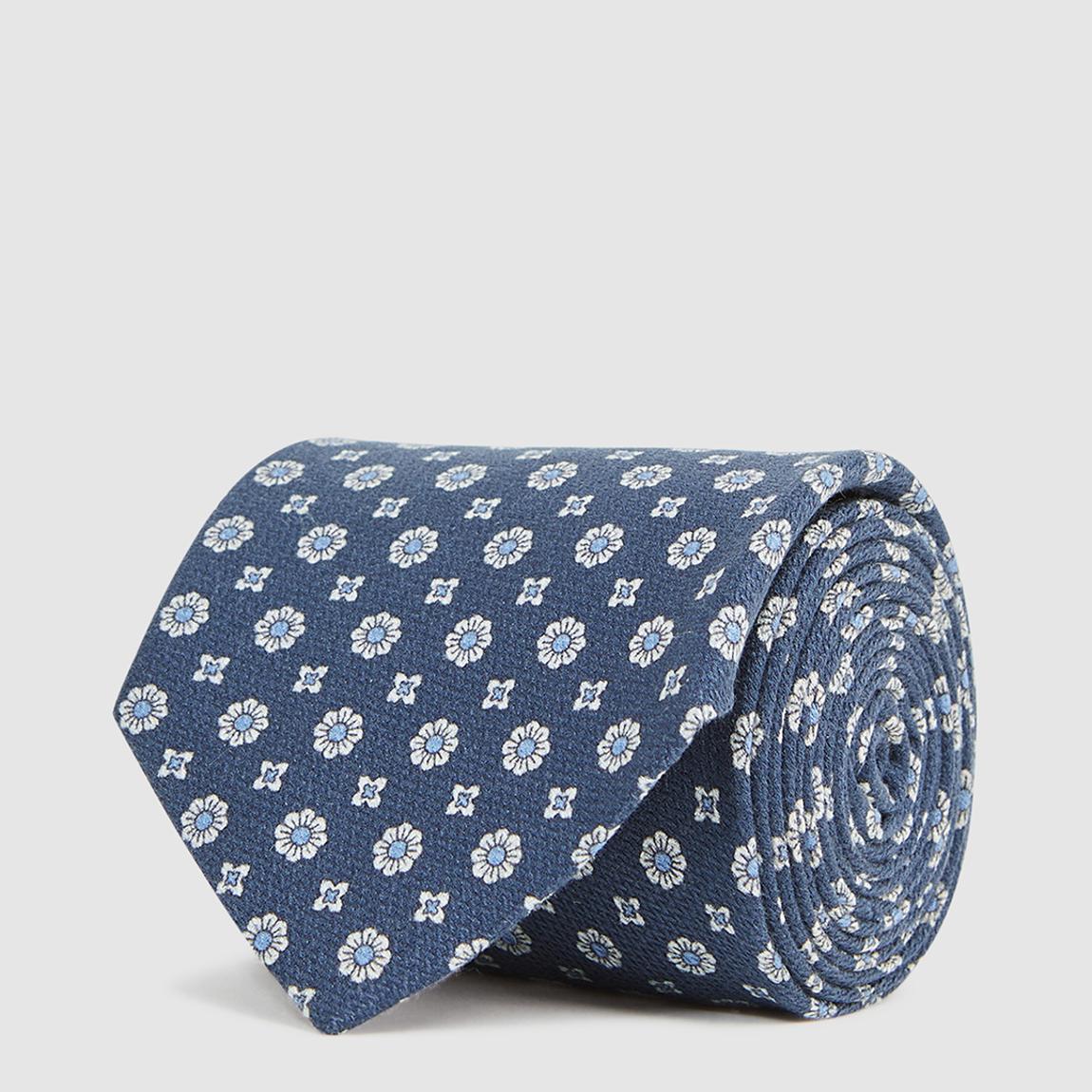 Blue Budelli Floral Print Silk Tie main product photo