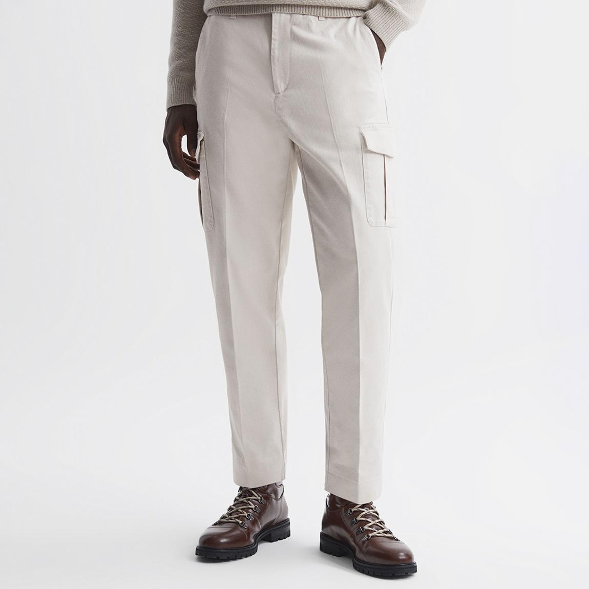 Ecru Thunder Cotton Blend Cargo Trousers main product photo