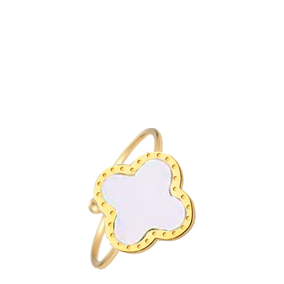 18K Gold White Clover Ring main product photo