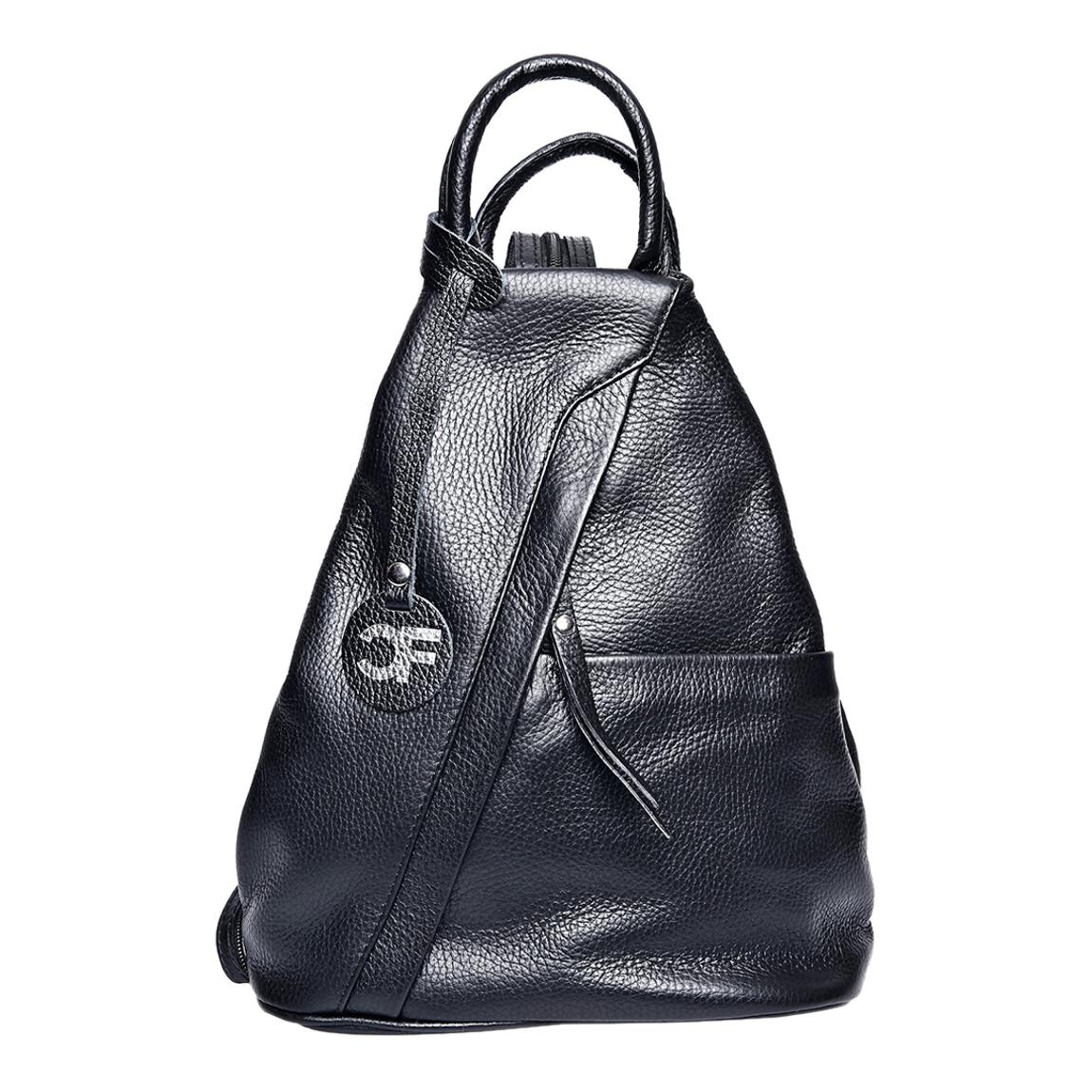 Black Italian Leather Backpack main product photo