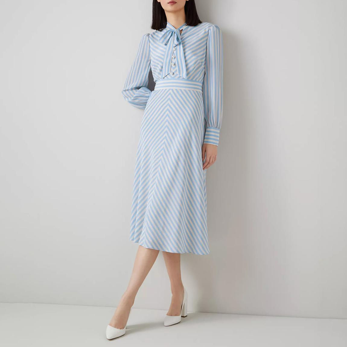 lk bennett blue silk dress Women's L.K.Bennett Curve A Line 3/4 Sleeve Dresses