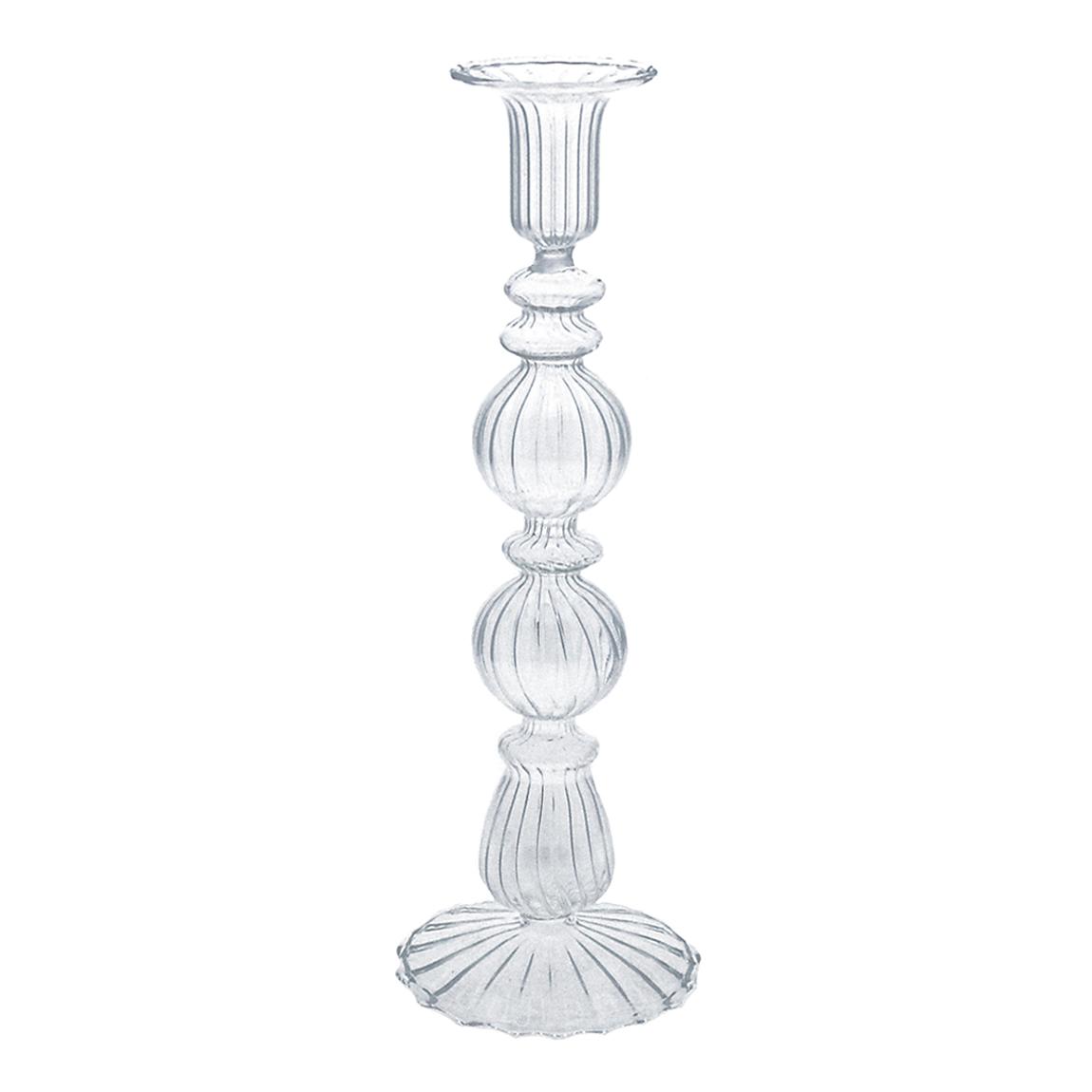 Clear Double Ball Glass Candlestick main product photo