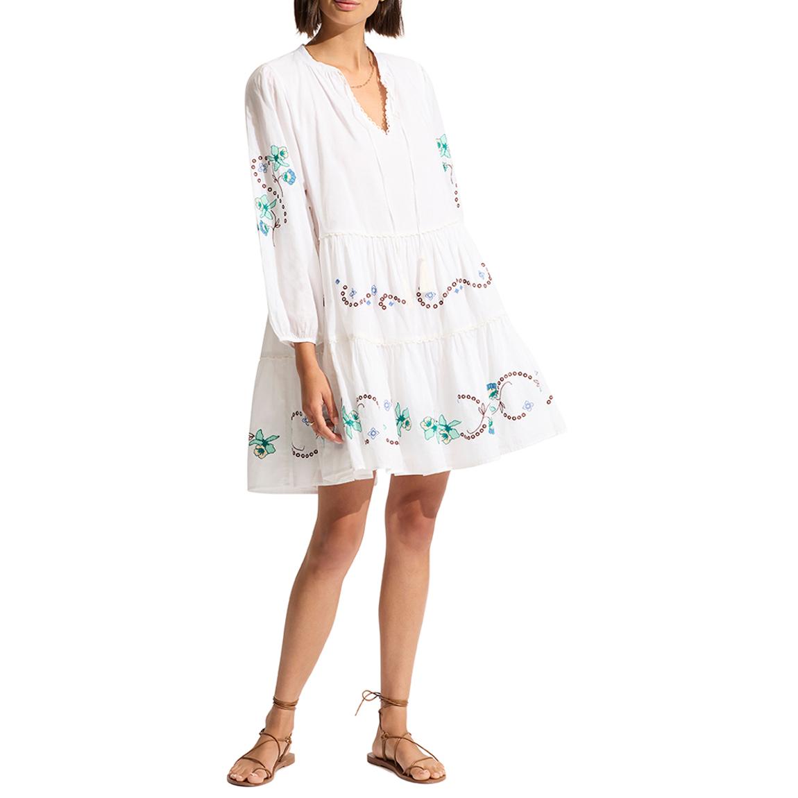 White Eden Embroidery Tier Dress main product photo