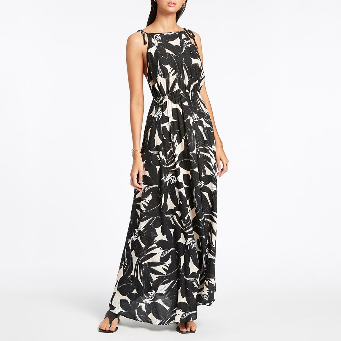 Black Floreale Backless Maxi Dress main product photo