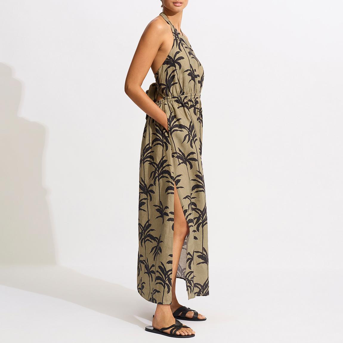 Green Palme Tie Back Maxi Dress main product photo