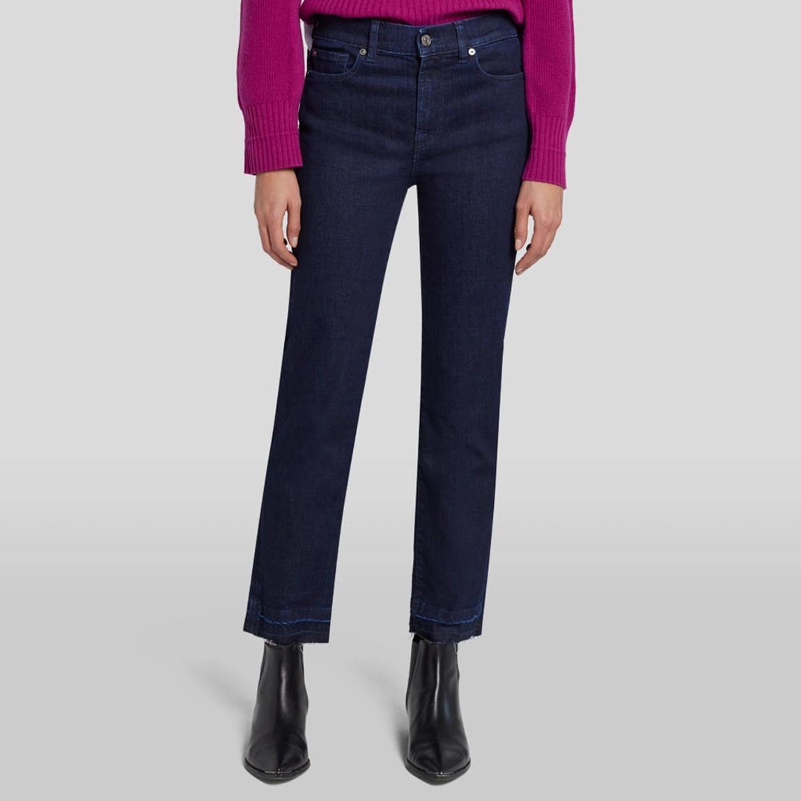 Dark Blue Straight Stretch Cropped Jeans main product photo