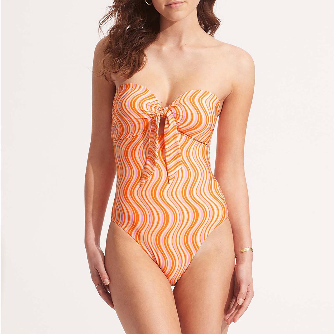 Mandarin Twist Tie Front One Piece main product photo