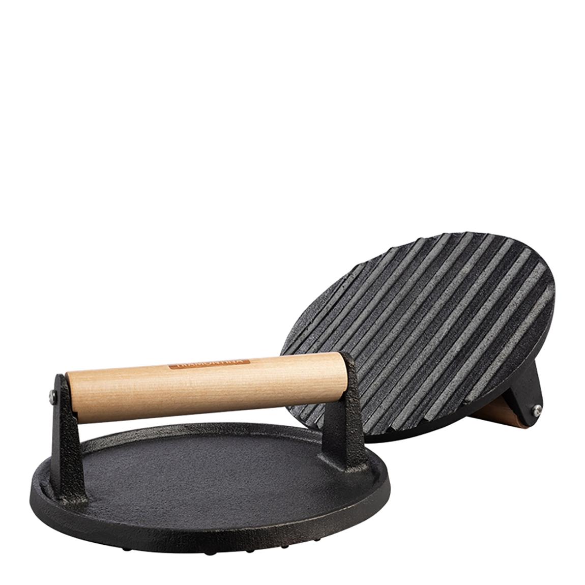 Cast Iron Pre Seasoned Round Grill Press 17cm main product photo