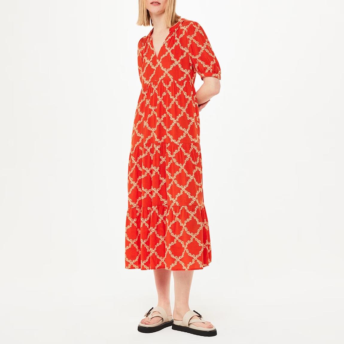 Red Daisy Trellis Trapeze Dress main product photo