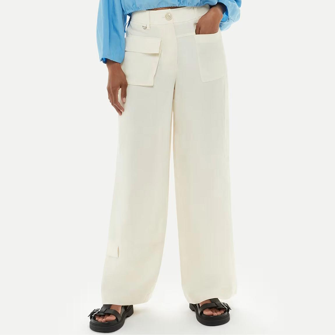 Beige Flora Linen Blend Trousers main product photo