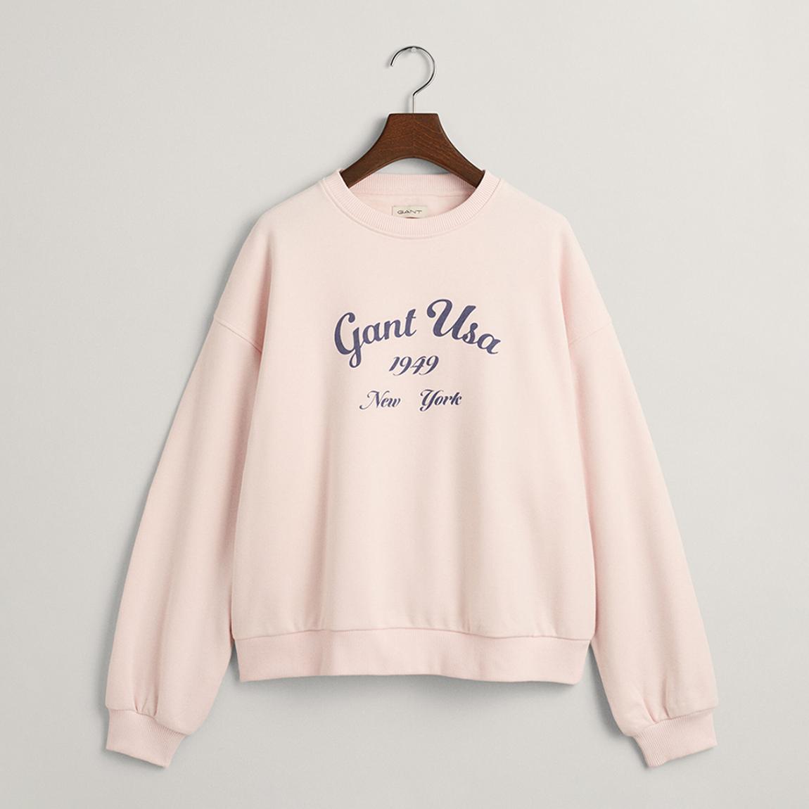 Teen's Pale Pink Oversized Script Logo Cotton Blend Sweatshirt main product photo